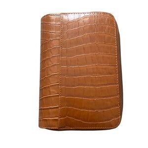 Mundi Mundex Planner Wallet Personal Brown Faux Crocodile Double Zip Organizer